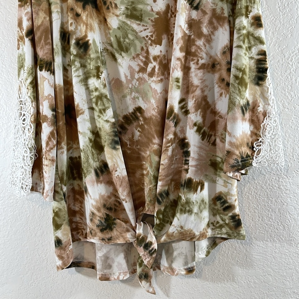 STEM & VINE NORDSTROM Crochet Lace Tie Front Blouse Size 1X NEW - Picture 3 of 8